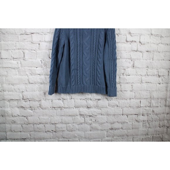 LL Bean Double L Blue Cotton Mixed-Cable Crewneck Pullover Sweater 1X - Picture 6 of 9